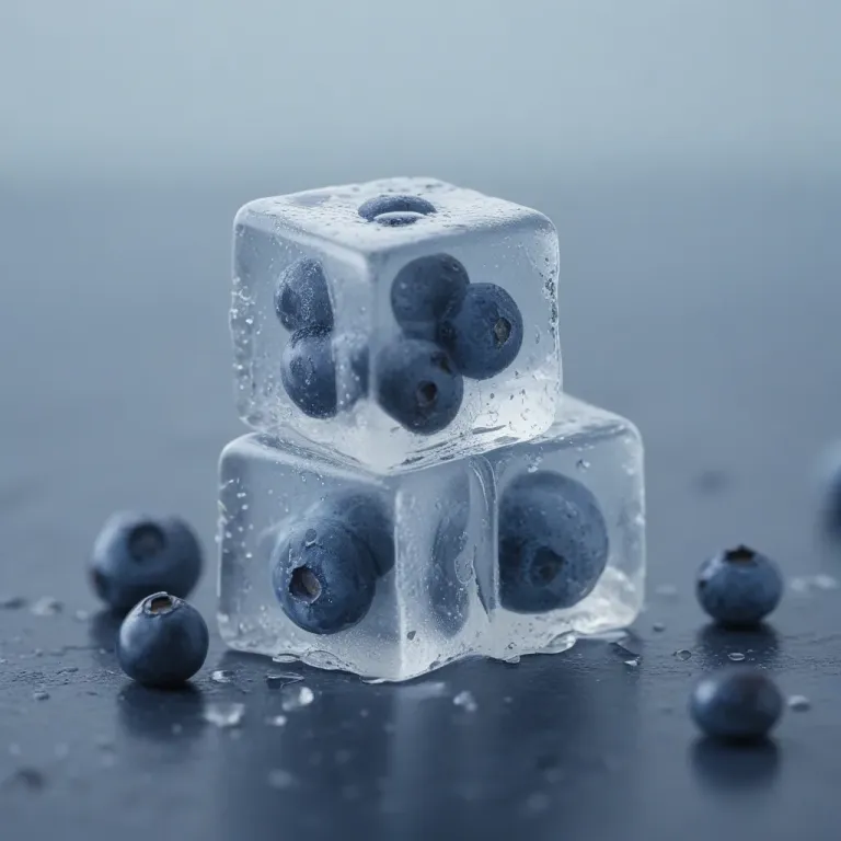 Blueberry-Ice-Cubes with Embedded Blueberries - Food - AI generated image