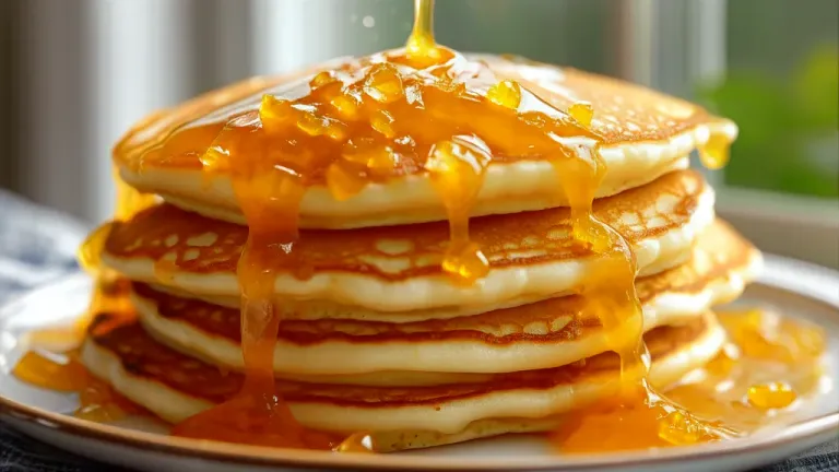 Golden Pancakes with Orange Marmalade Glaze - Food - AI generated image