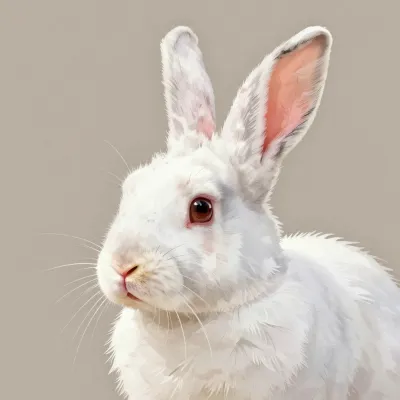 White Rabbit with Expressive Eyes - Animal - AI generated image