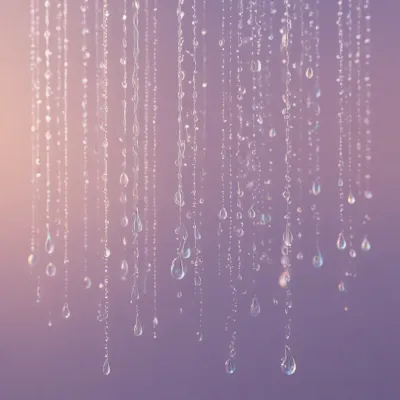 Prismatic Droplets Curtain Lavender Glow - Abstract - AI generated image