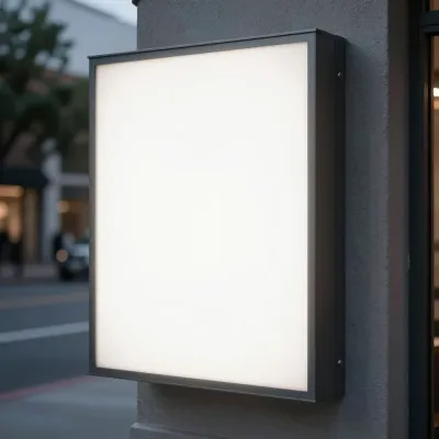 Glowing Lightbox on Stucco Wall - Urban - AI generated image