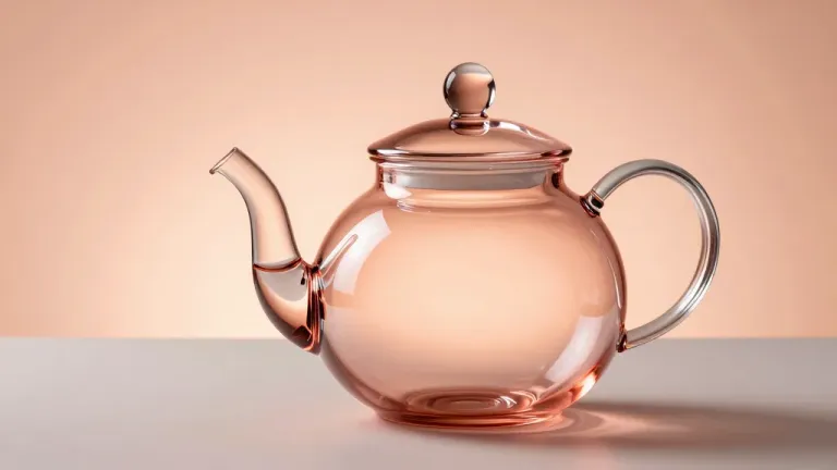 Glossy Pink Glass Teapot Reflecting Soft Light - Kitchenware - AI generated image