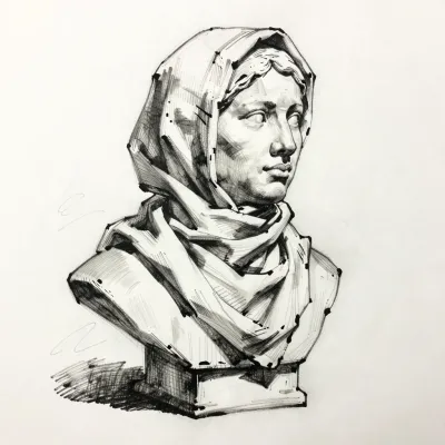 Desert Traveler Bust Hooded Contemplative - Art - AI generated image