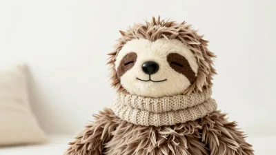 Sleepy Sloth Plush with Knitted Scarf - Plush Toys - AI generated image