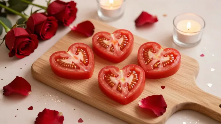 Heart-Shaped Tomato Slices Petal-Like Segments - Food - AI generated image