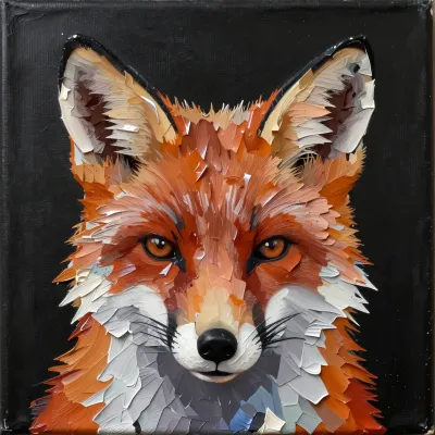 Fox Face in Textured Paint - Wildlife - AI generated image