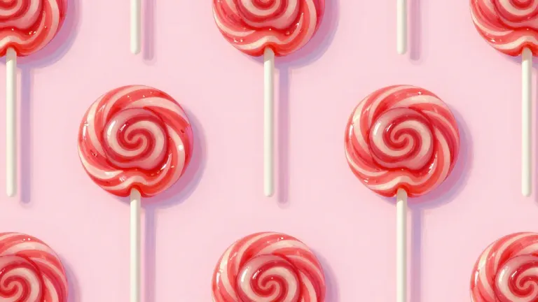 Swirled Lollipops Grid on Soft Pink - Food - AI generated image