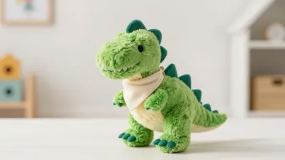 Plush Green Dinosaur Toy with Cream Collar - Toys - AI generated image