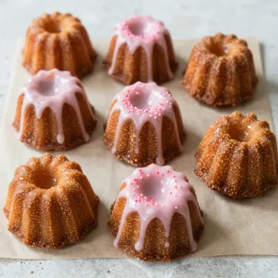 Mini Bundt Cakes with Pink Glaze - Bakery - AI generated image
