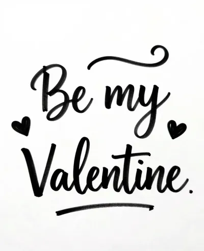 Handwritten 'Be my Valentine' with Hearts - Typography - AI generated image