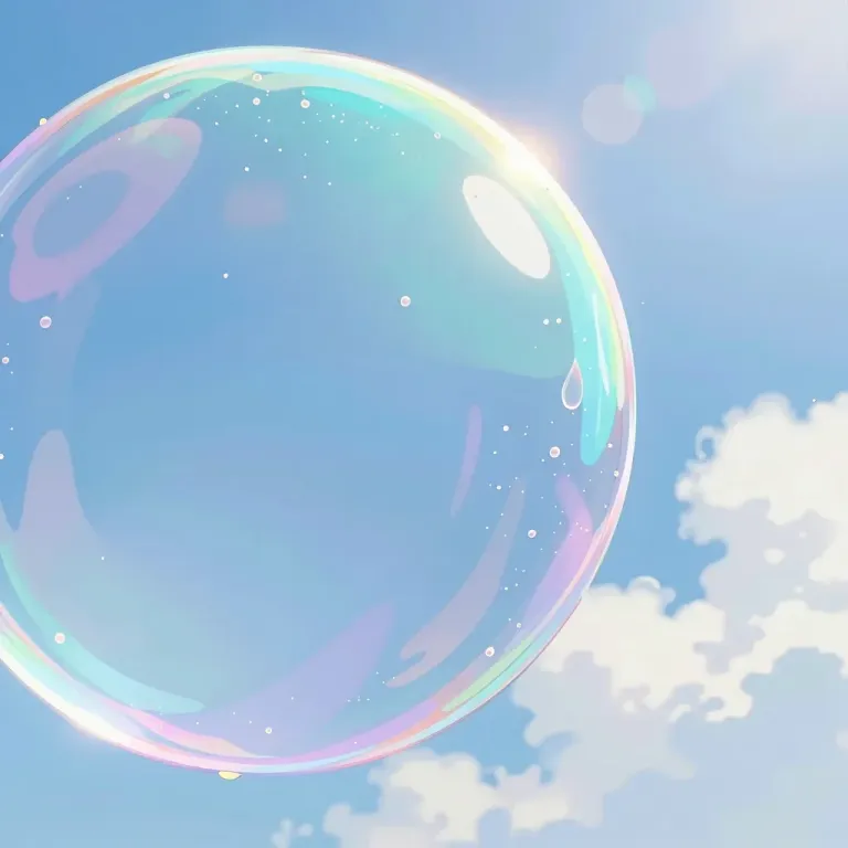 Crystal-clear Soap Bubble Reflecting Sky - Background - AI generated image
