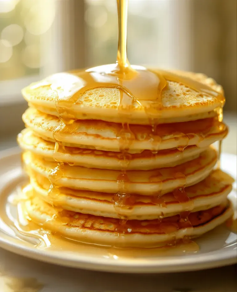 Golden Pancakes with Syrup Glaze - Food - AI generated image
