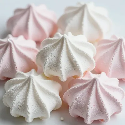 Meringue Kisses Clustered in Soft Light - Food - AI generated image