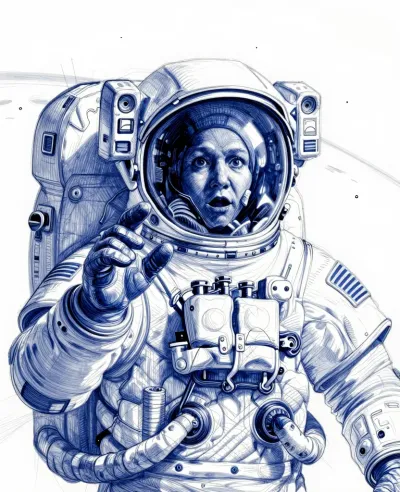 Astronaut in Space Suit Reaching Out with Helmet Reflecting Light - Astronaut - AI generated image