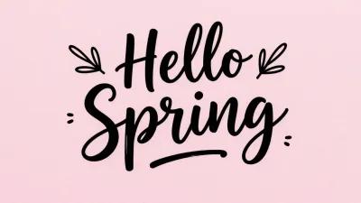 Black Script 'Hello Spring' on Soft Pink Background - Typography - AI generated image