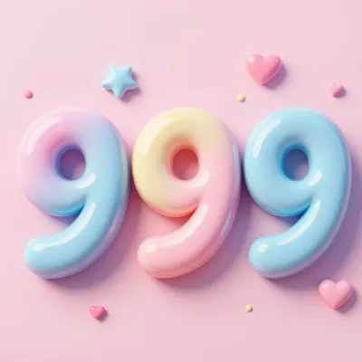 999 Numbers Glossy Pastel Colors - Numbers - AI generated image