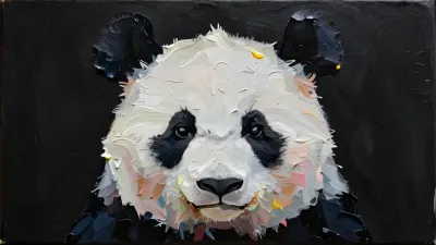Neon Panda Portrait Textured Paint - Wildlife - AI generated image