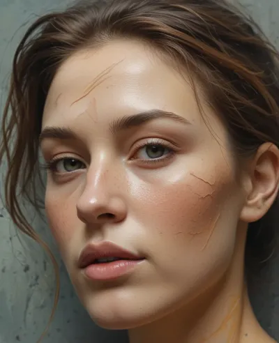 Rough Textured Face Close-up - Portrait - AI generated image