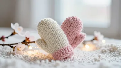 Knitted Mittens in Soft Light - Fiber Arts - AI generated image