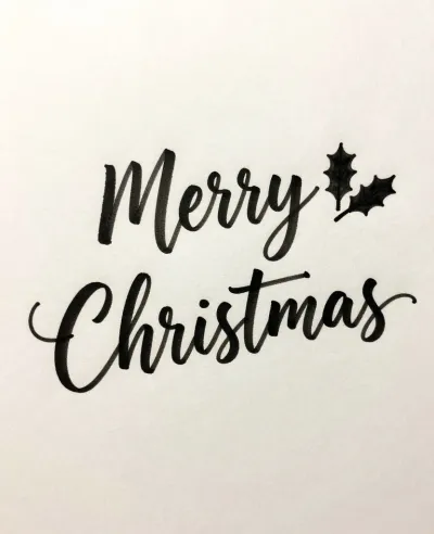 Merry Christmas Script on White Paper - Holiday - AI generated image