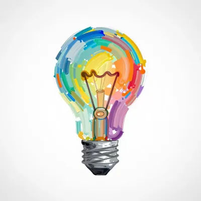 Abstract Lightbulb Brushstrokes Radiating - Abstract - AI generated image