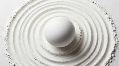 Ceramic Sphere Centered in Concentric Rings - Abstract - AI generated image