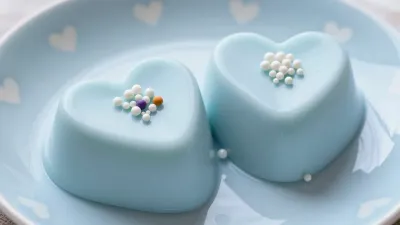 Heart-Shaped Panna Cotta with Sprinkles - Food - AI generated image