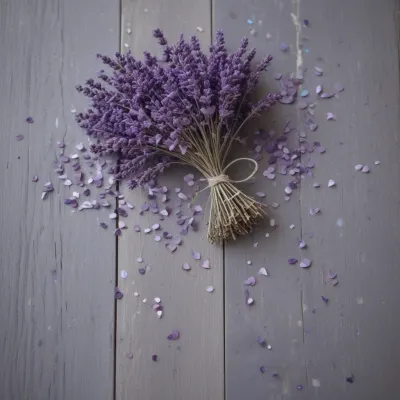 Dried Lavender Bouquet Twisted with Twine - Flowers - AI generated image