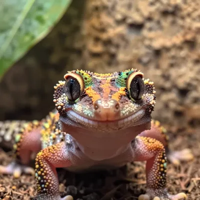 Vibrant Gecko Tongue Flicking - Wildlife - AI generated image