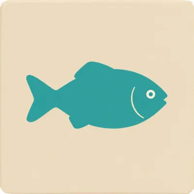 Teal Fish Silhouette on Rough Canvas - Silhouette - AI generated image