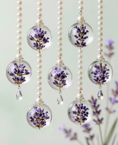 Lavender Perfume Orbs with Pearls - Decor - AI generated image