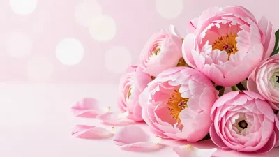 Pink Peonies Softness - Flowers - AI generated image