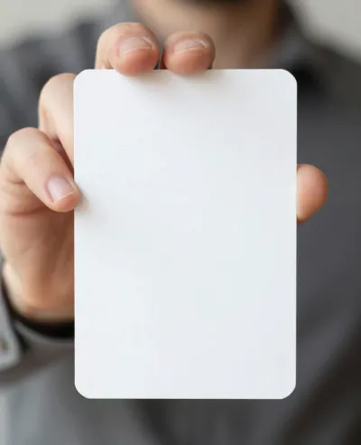 Hand Holding Blank White Card - People - AI generated image