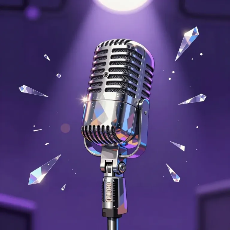 Shiny Microphone with Crystal Shards - Microphone - AI generated image