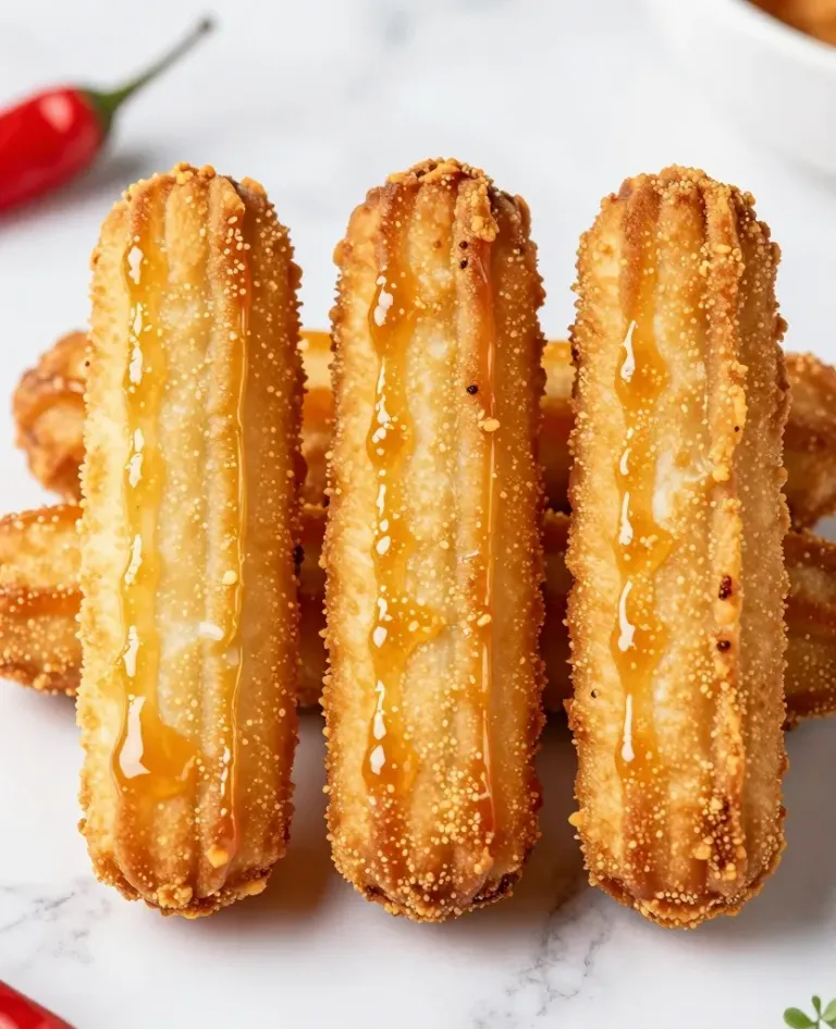 Fried Cheese Sticks Drizzled with Honey on Marble - Gastronomy - AI generated image