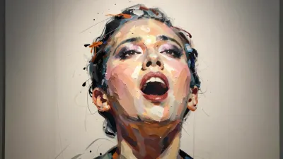 Opera Singer Expressive Face Painted in Dramatic Lighting - Art - AI generated image