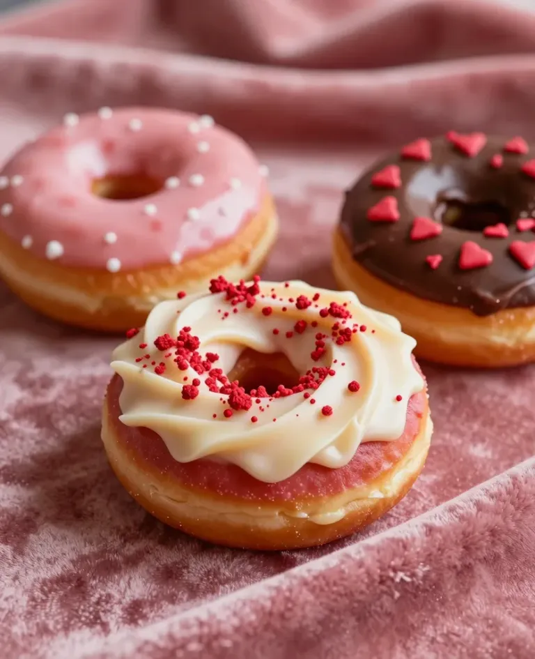 Velvet Crush Donuts with Colorful Toppings - Food - AI generated image