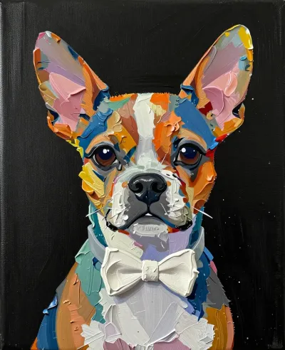 Chihuahua Portrait with Palette Knife Textures - Portrait - AI generated image