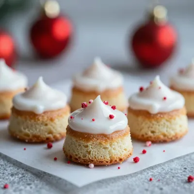 Mini Cakes with Peppermint Glaze in Holiday Setting - Food - AI generated image