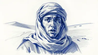 Desert Nomad in Turban with Directional Lighting - Portrait - AI generated image