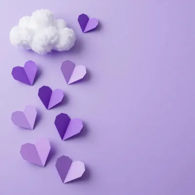 Origami Hearts and Cloud in Lavender Mist - Background - AI generated image