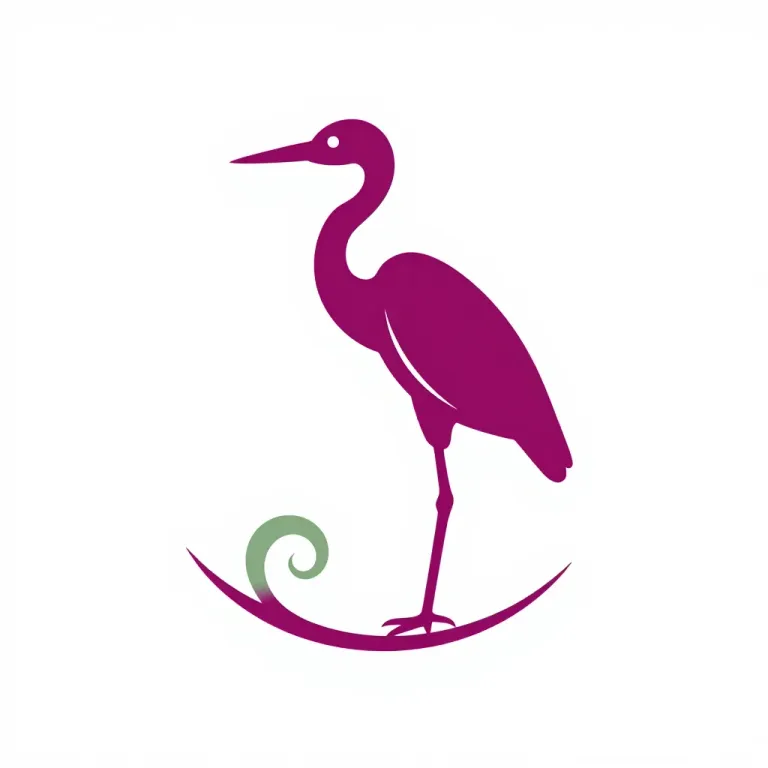 Magenta Heron Standing on Branch - Wildlife - AI generated image