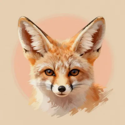 Fennec Fox Face Close-Up with Warm Lighting - Wildlife - AI generated image