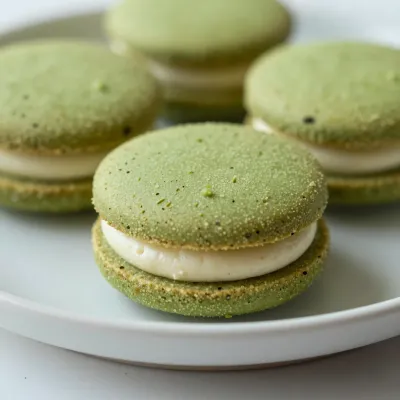 Matcha Cream Sandwiches with Glossy Texture - Food - AI generated image
