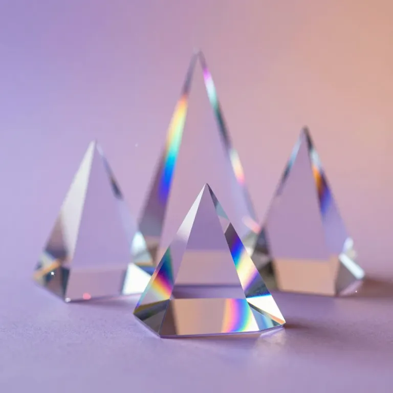 Crystal Prisms Reflecting Light in Soft Pastel Setting - Geometric Shapes - AI generated image