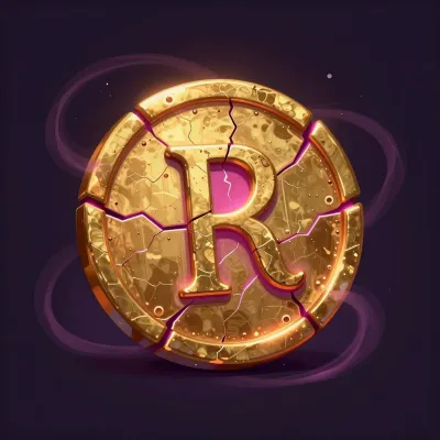Cursed Coin Talisman with Letter R - Symbol - AI generated image