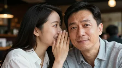 Couple Sharing Private Joke in Café - Couple - AI generated image