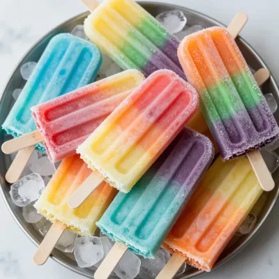 Rainbow Popsicles Flat Lay - Food - AI generated image