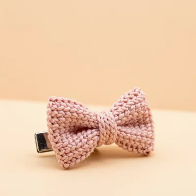 Knitted Bow Clip Soft Pink - Fashion - AI generated image
