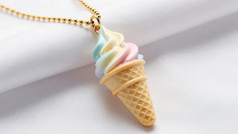 Pastel Ice Cream Cone Keychain - Jewelry - AI generated image